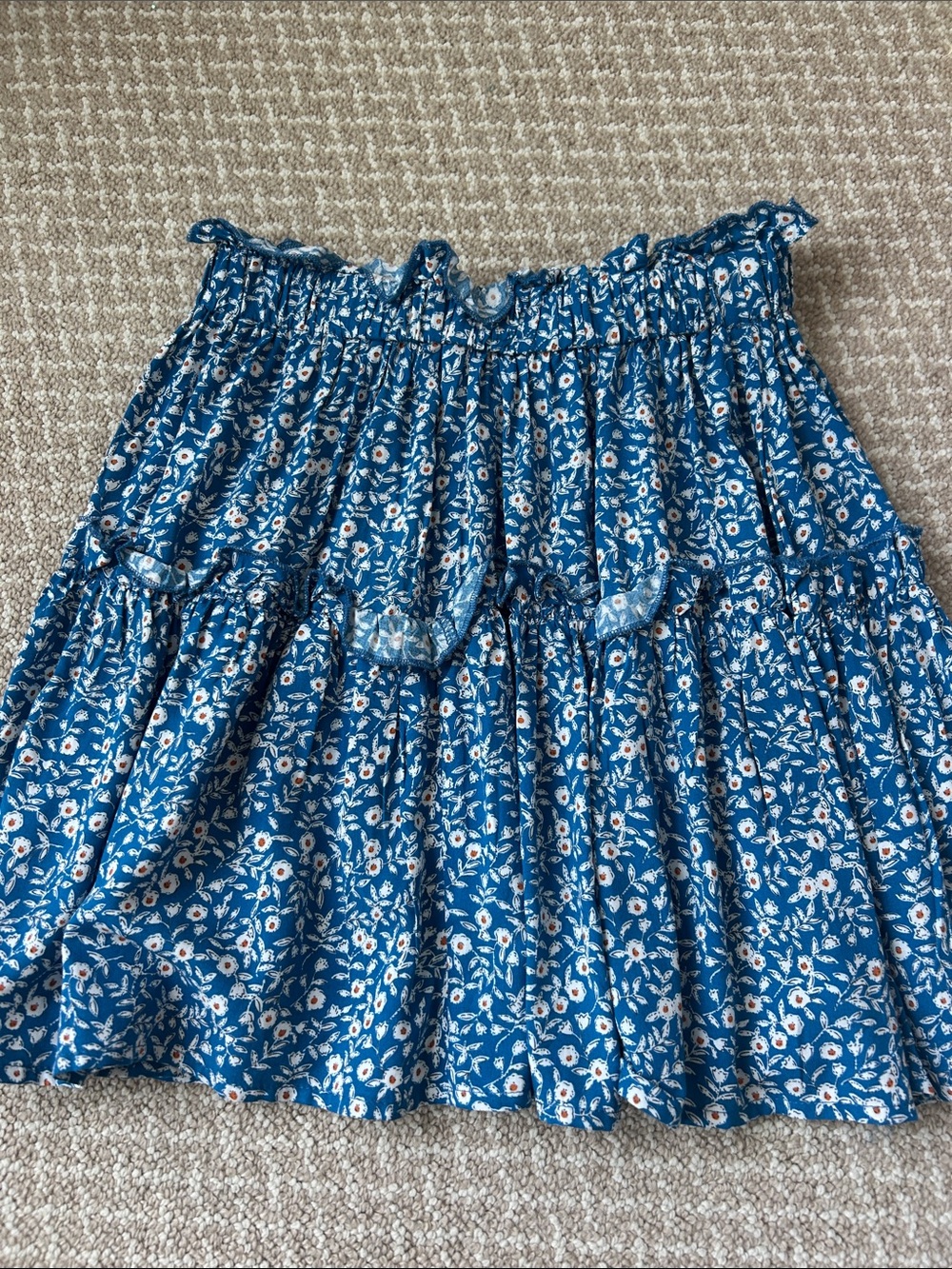 Blue and White Floral Tiered Skirt